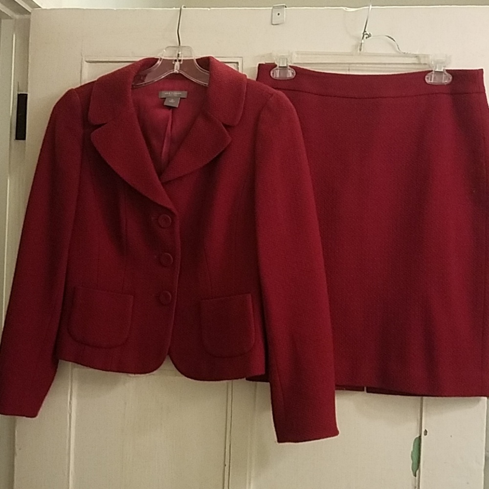 Ann Taylor red skirt suit 2P/4P